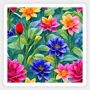 Delicate Flowers and Leaves Watercolor Painting Sticker